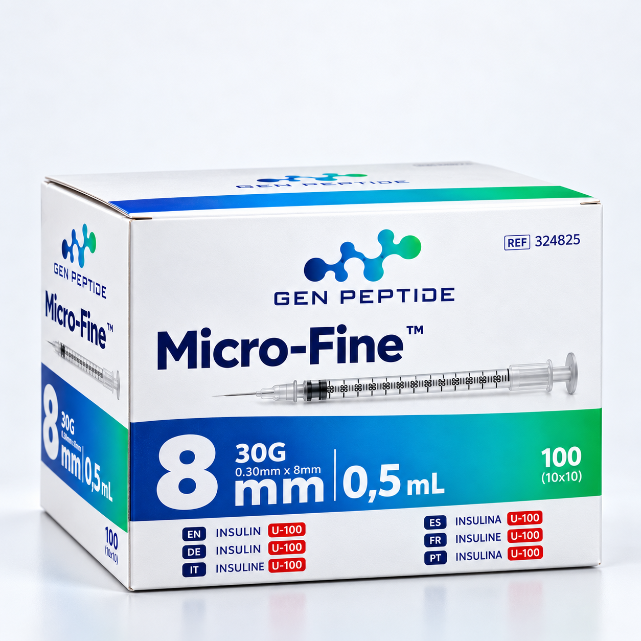 MICRO-FINE 8 mm | 0,5 mL — 100 UNIDADES (10x10)