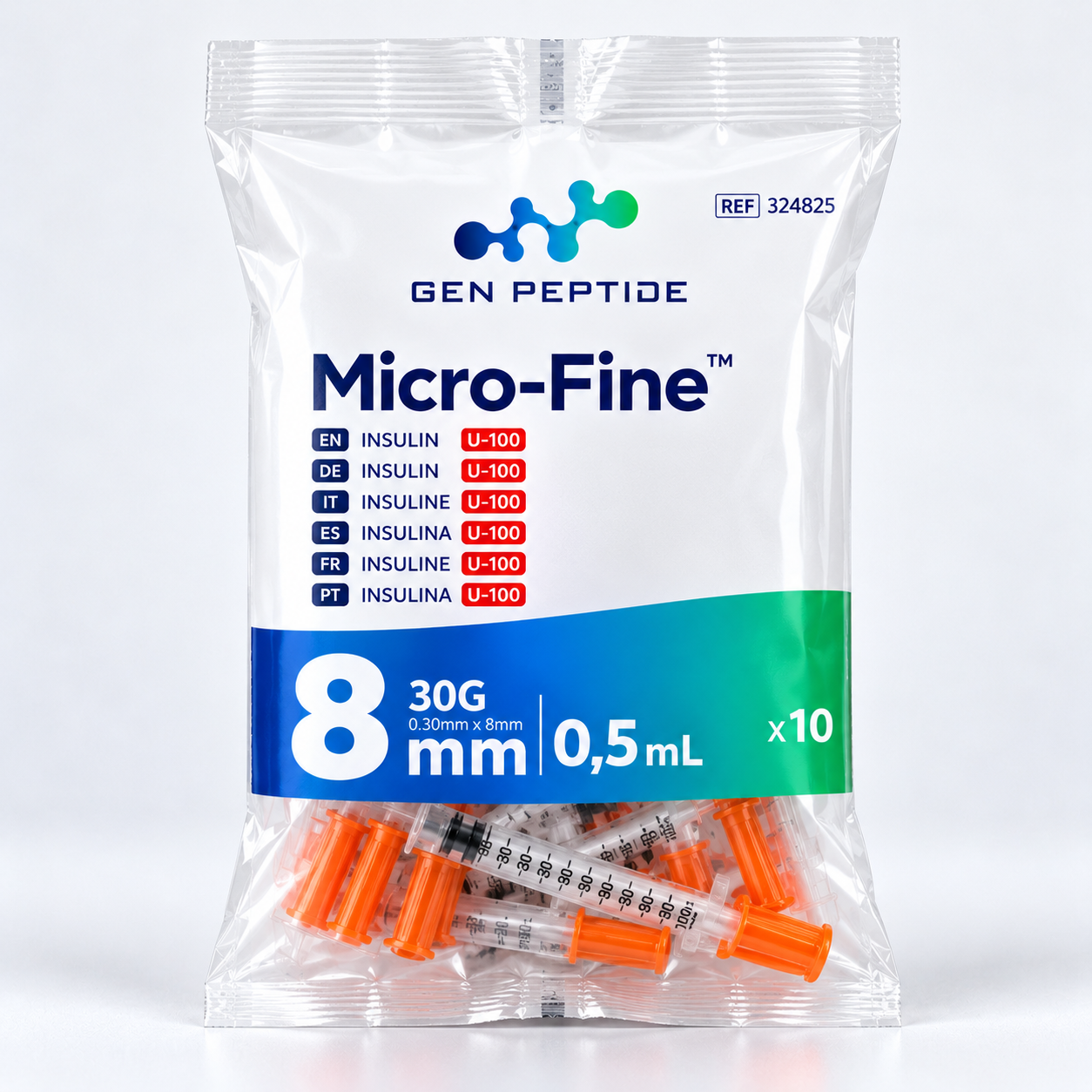 PACOTE MICRO-FINE 8 mm | 0,5 mL — 10 UNIDADES